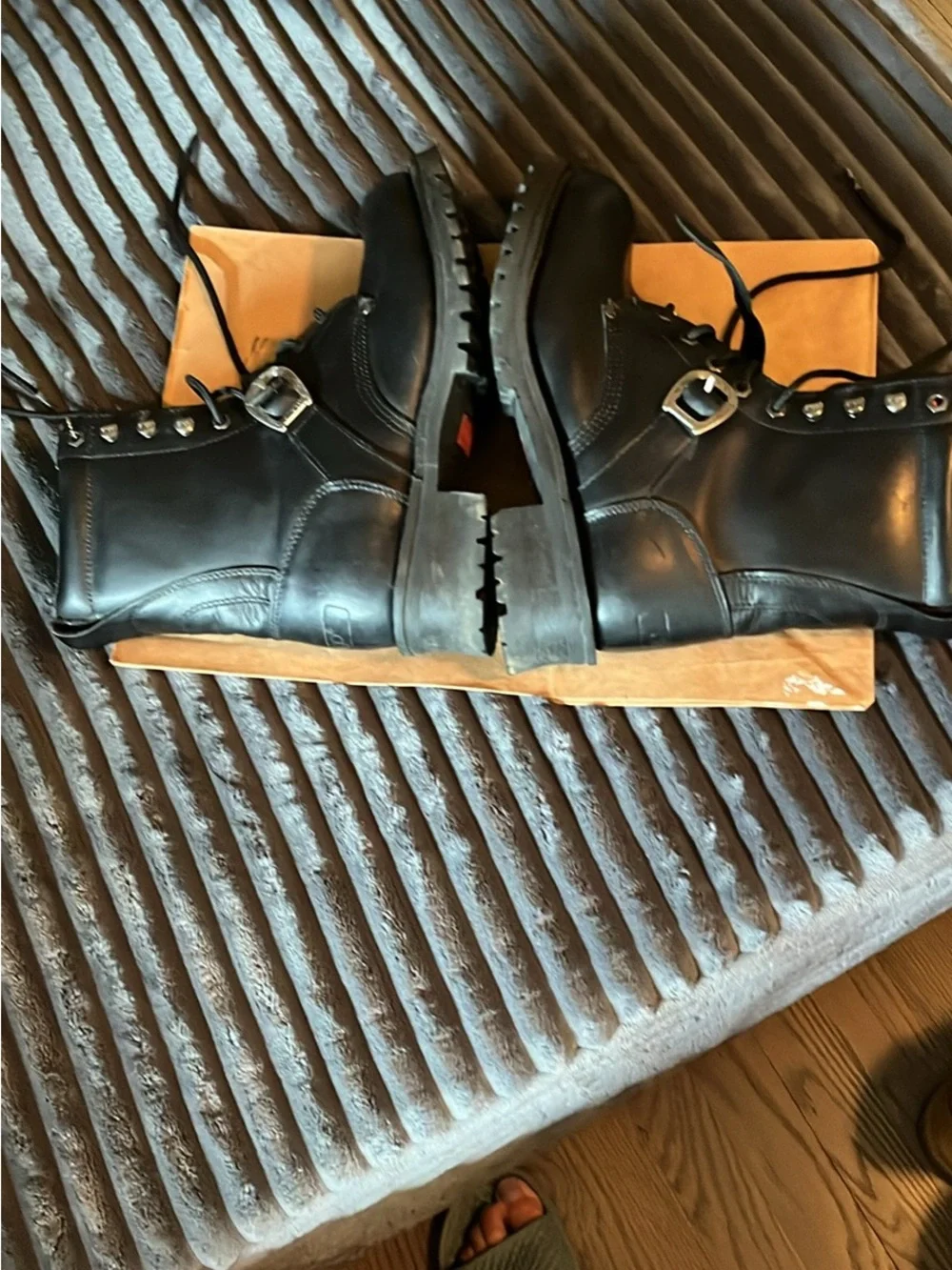 Dingo Black Leather Lace-Up Riding Boots